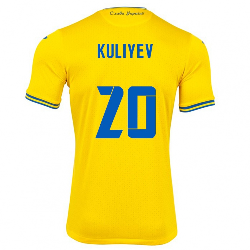 Kandiny Férfi Ukrajna Eldar Kuliyev #20 Sárga Hazai Jersey 24-26 Mez Póló Ing