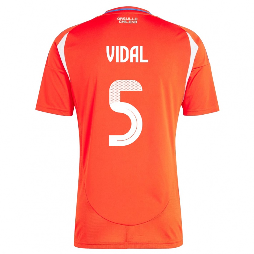 Kandiny Férfi Chile Valentín Vidal #5 Piros Hazai Jersey 24-26 Mez Póló Ing