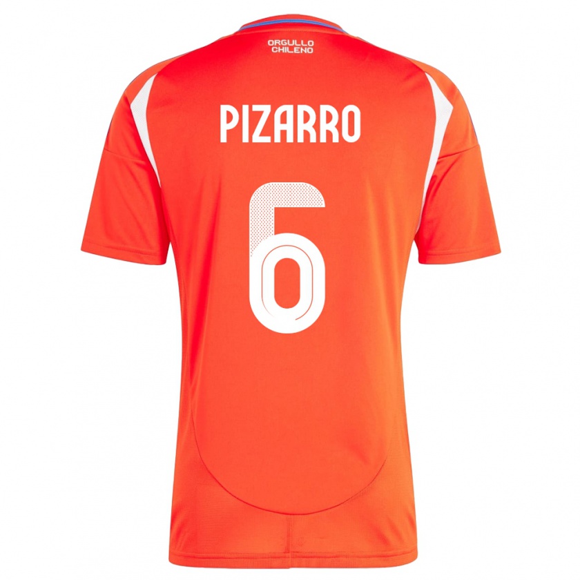 Kandiny Férfi Chile Vicente Pizarro #6 Piros Hazai Jersey 24-26 Mez Póló Ing