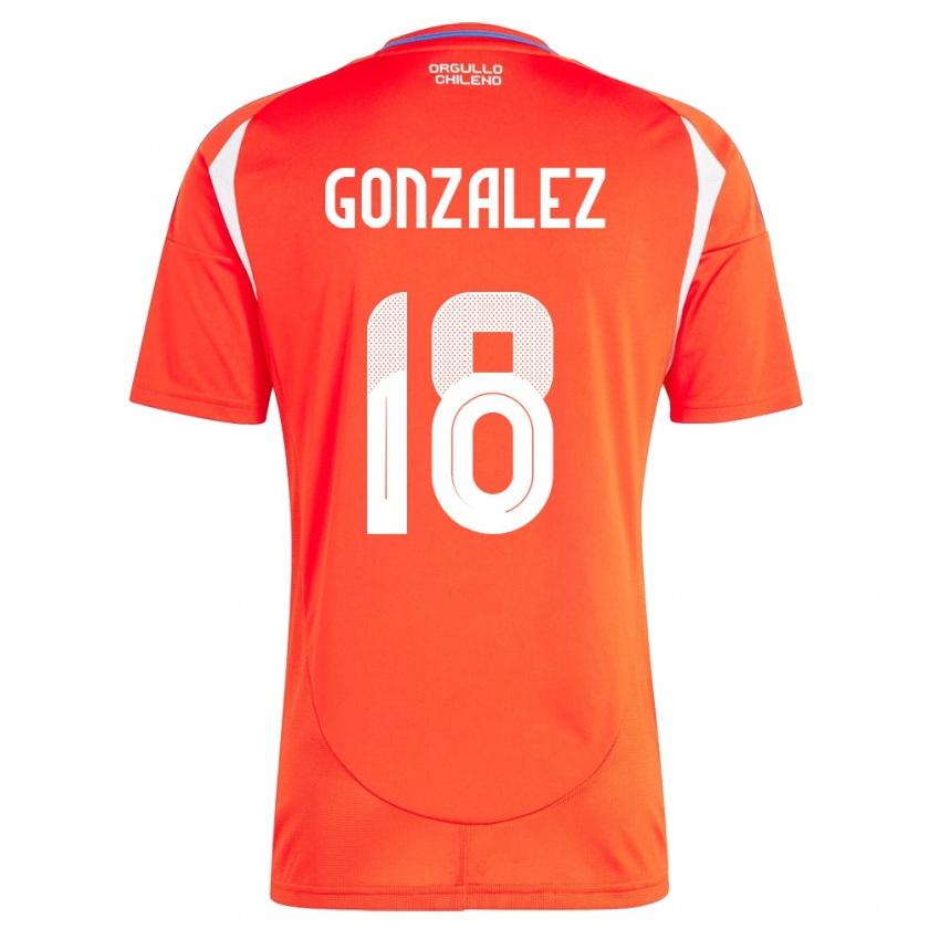 Kandiny Férfi Chile Bryan González #18 Piros Hazai Jersey 24-26 Mez Póló Ing