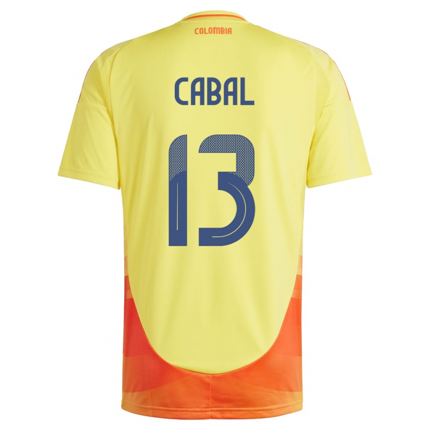 Kandiny Férfi Kolumbia Juan Cabal #13 Sárga Hazai Jersey 24-26 Mez Póló Ing