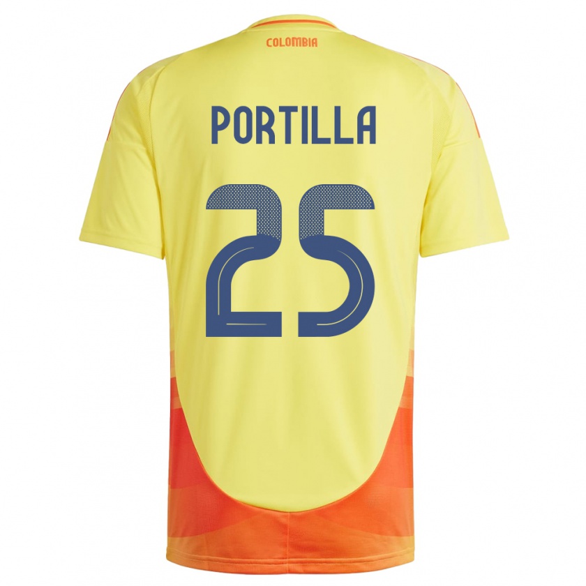 Kandiny Férfi Kolumbia Juan Portilla #25 Sárga Hazai Jersey 24-26 Mez Póló Ing