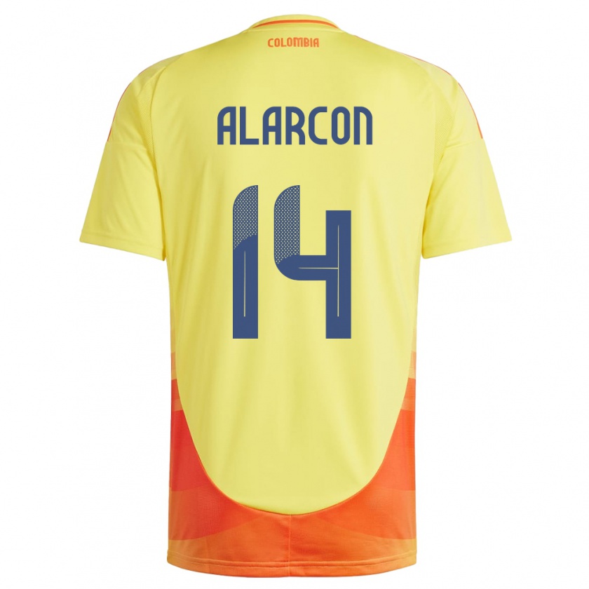 Kandiny Férfi Kolumbia Andrés Alarcón #14 Sárga Hazai Jersey 24-26 Mez Póló Ing