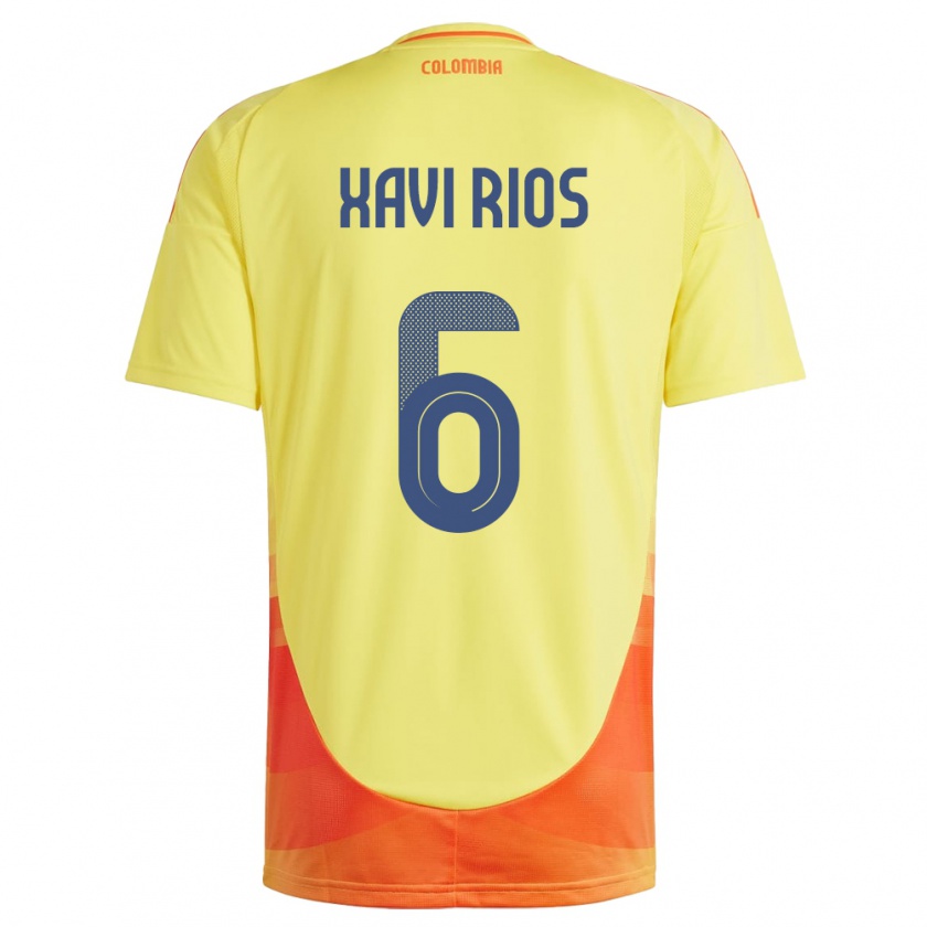 Kandiny Férfi Kolumbia Xavi Ríos #6 Sárga Hazai Jersey 24-26 Mez Póló Ing