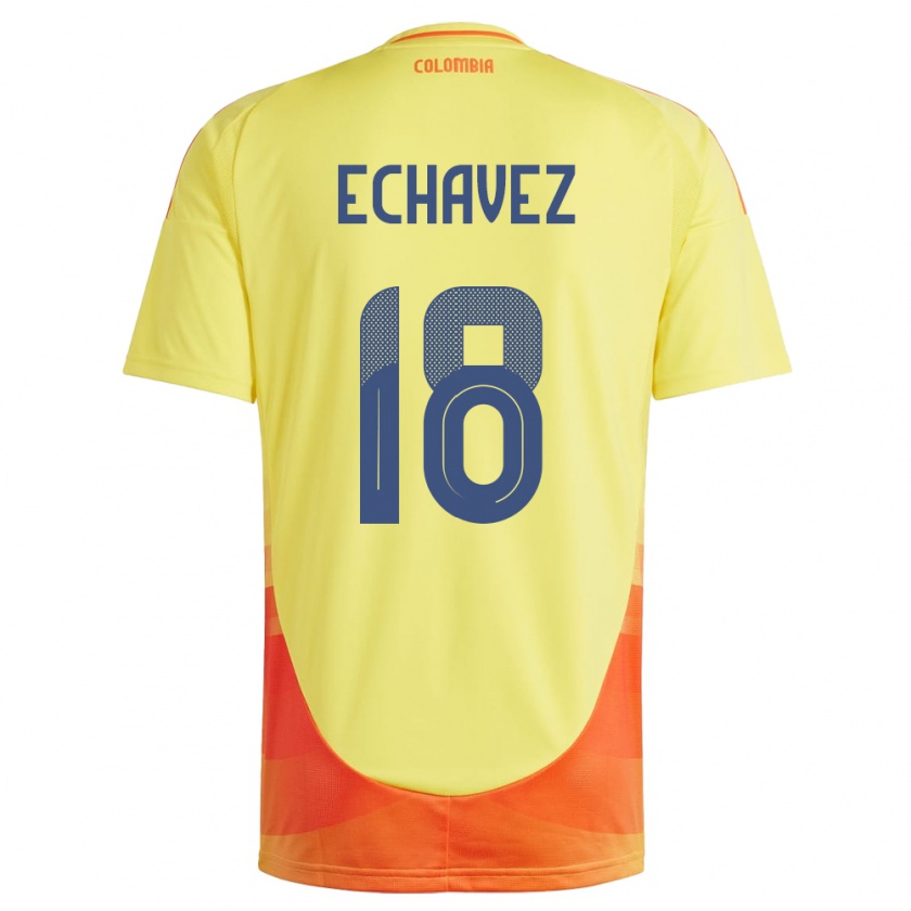 Kandiny Férfi Kolumbia Jhon Echavez #18 Sárga Hazai Jersey 24-26 Mez Póló Ing