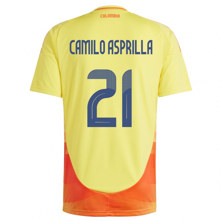 Kandiny Férfi Kolumbia Juan Camilo Asprilla #21 Sárga Hazai Jersey 24-26 Mez Póló Ing