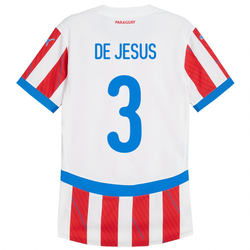 Kandiny Férfi Paraguay Ronaldo De Jesús #3 Fehér Piros Hazai Jersey 24-26 Mez Póló Ing