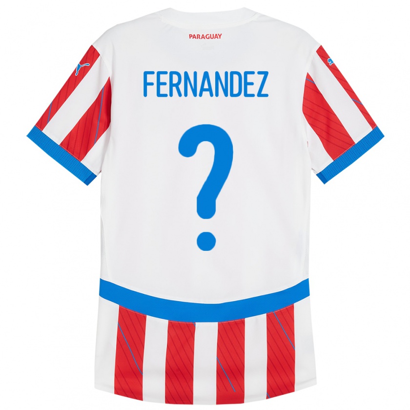 Kandiny Férfi Paraguay Diego Fernández #0 Fehér Piros Hazai Jersey 24-26 Mez Póló Ing