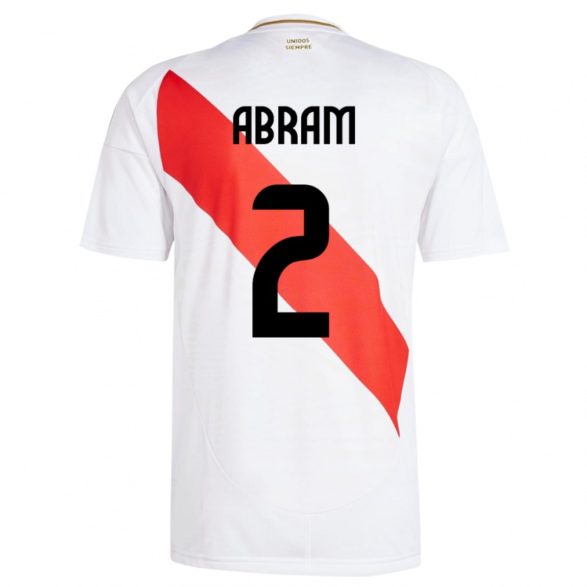 Kandiny Férfi Peru Luis Abram #2 Fehér Hazai Jersey 24-26 Mez Póló Ing