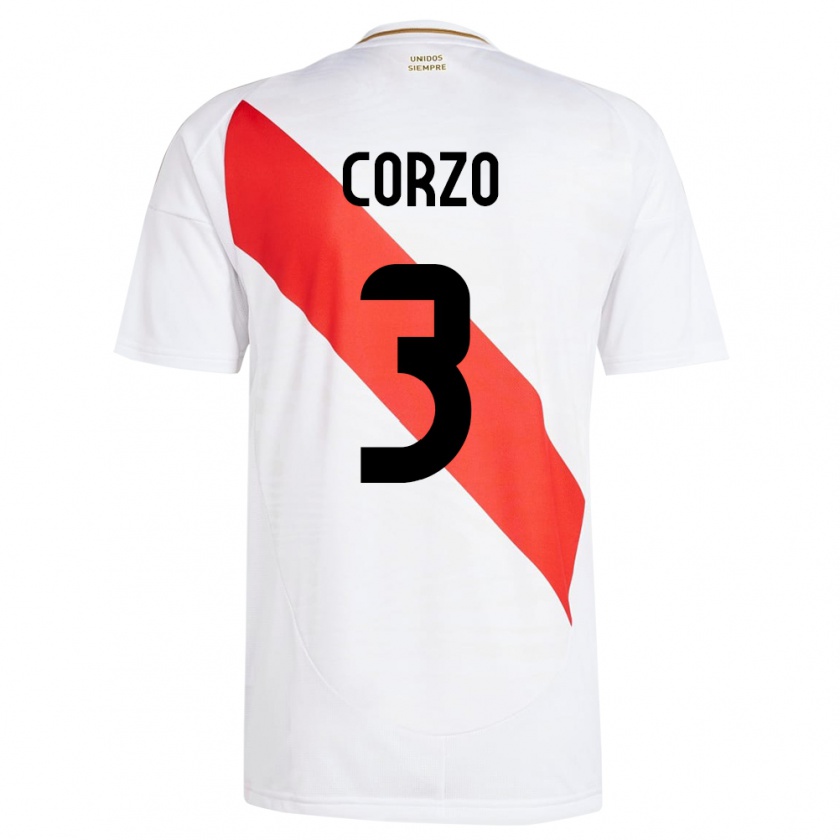 Kandiny Férfi Peru Aldo Corzo #3 Fehér Hazai Jersey 24-26 Mez Póló Ing