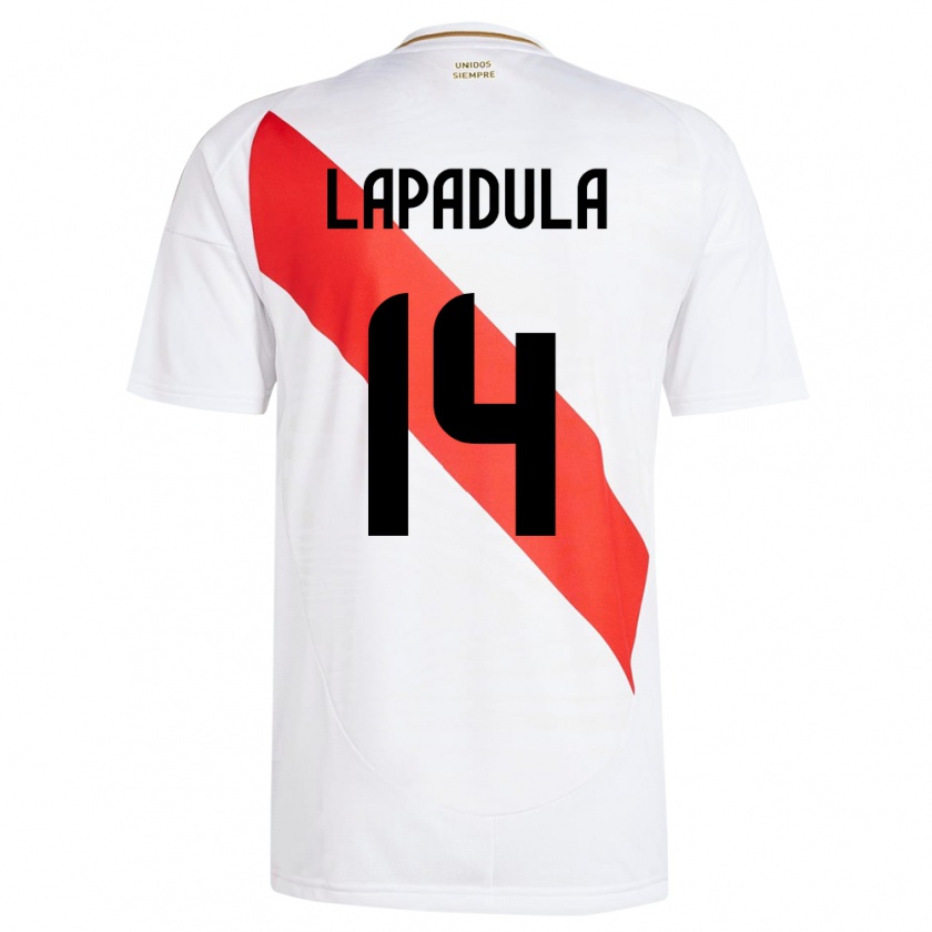 Kandiny Férfi Peru Gianluca Lapadula #14 Fehér Hazai Jersey 24-26 Mez Póló Ing