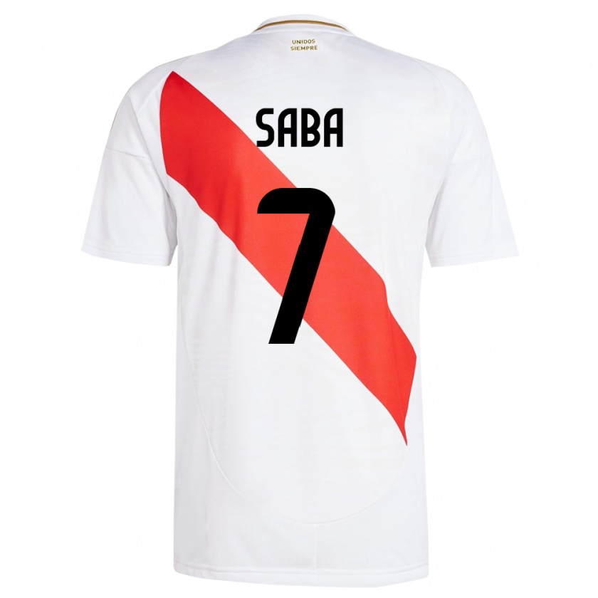 Kandiny Férfi Peru Emilio Saba #7 Fehér Hazai Jersey 24-26 Mez Póló Ing