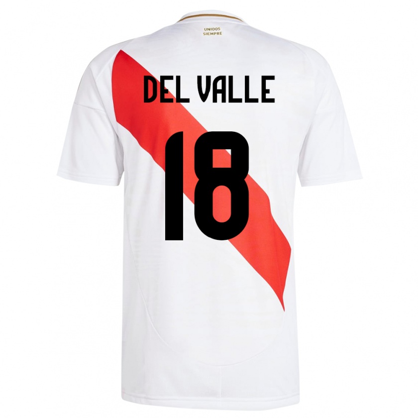 Kandiny Férfi Peru Yamir Del Valle #18 Fehér Hazai Jersey 24-26 Mez Póló Ing