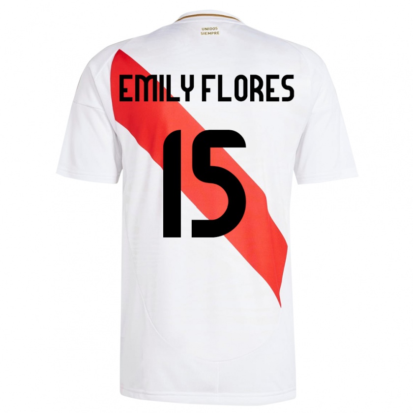 Kandiny Férfi Peru Emily Flores #15 Fehér Hazai Jersey 24-26 Mez Póló Ing