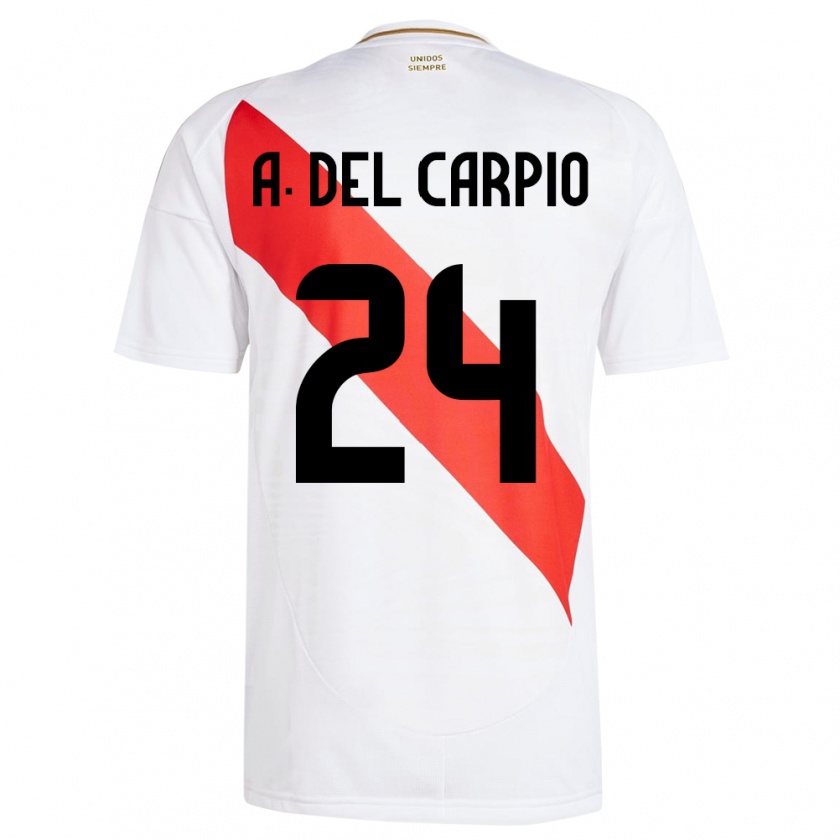 Kandiny Férfi Peru Annie Del Carpio #24 Fehér Hazai Jersey 24-26 Mez Póló Ing