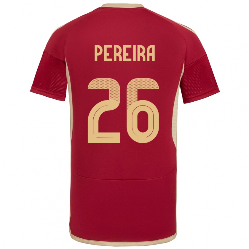 Kandiny Férfi Venezuela Daniel Pereira #26 Burgundia Hazai Jersey 24-26 Mez Póló Ing