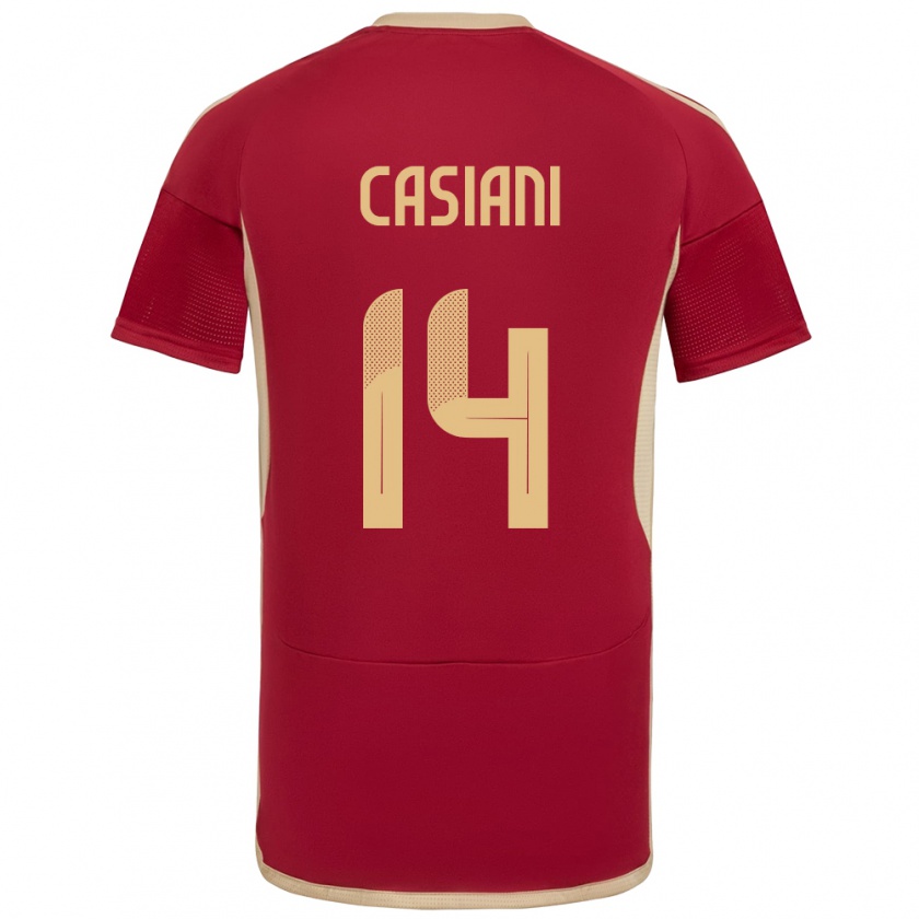 Kandiny Férfi Venezuela Luis Casiani #14 Burgundia Hazai Jersey 24-26 Mez Póló Ing