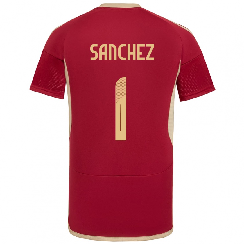 Kandiny Férfi Venezuela Jorge Sánchez #1 Burgundia Hazai Jersey 24-26 Mez Póló Ing