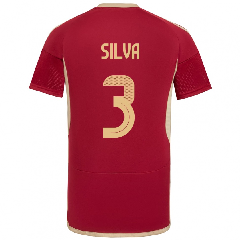 Kandiny Férfi Venezuela Santiago Silva #3 Burgundia Hazai Jersey 24-26 Mez Póló Ing