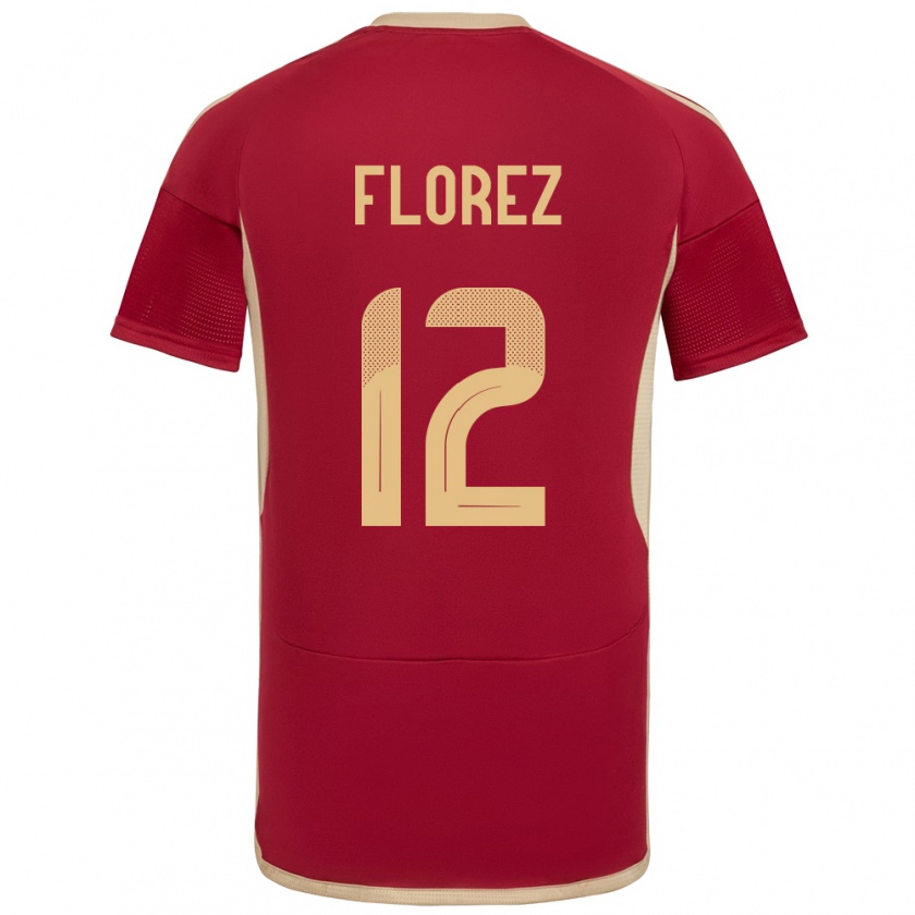 Kandiny Férfi Venezuela Génesis Flórez #12 Burgundia Hazai Jersey 24-26 Mez Póló Ing