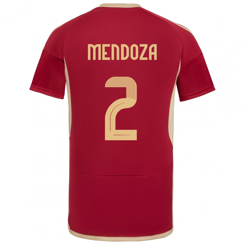 Kandiny Férfi Venezuela Rafanny Mendoza #2 Burgundia Hazai Jersey 24-26 Mez Póló Ing