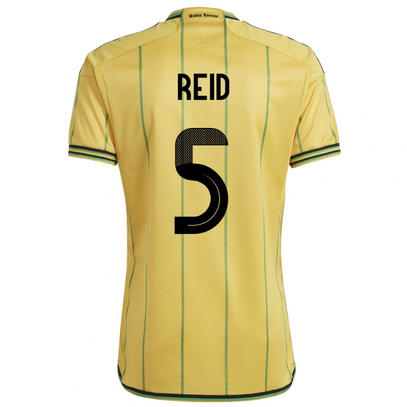 Kandiny Férfi Jamaica Adrian Reid #5 Sárga Hazai Jersey 24-26 Mez Póló Ing