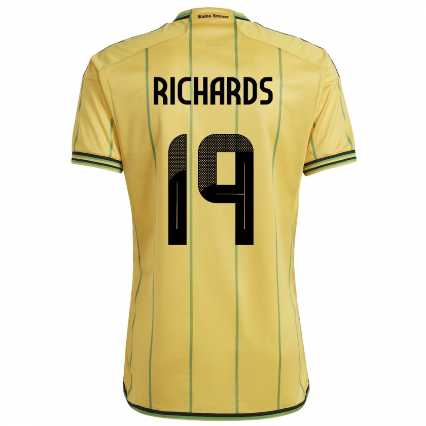 Kandiny Férfi Jamaica Davia Richards #19 Sárga Hazai Jersey 24-26 Mez Póló Ing