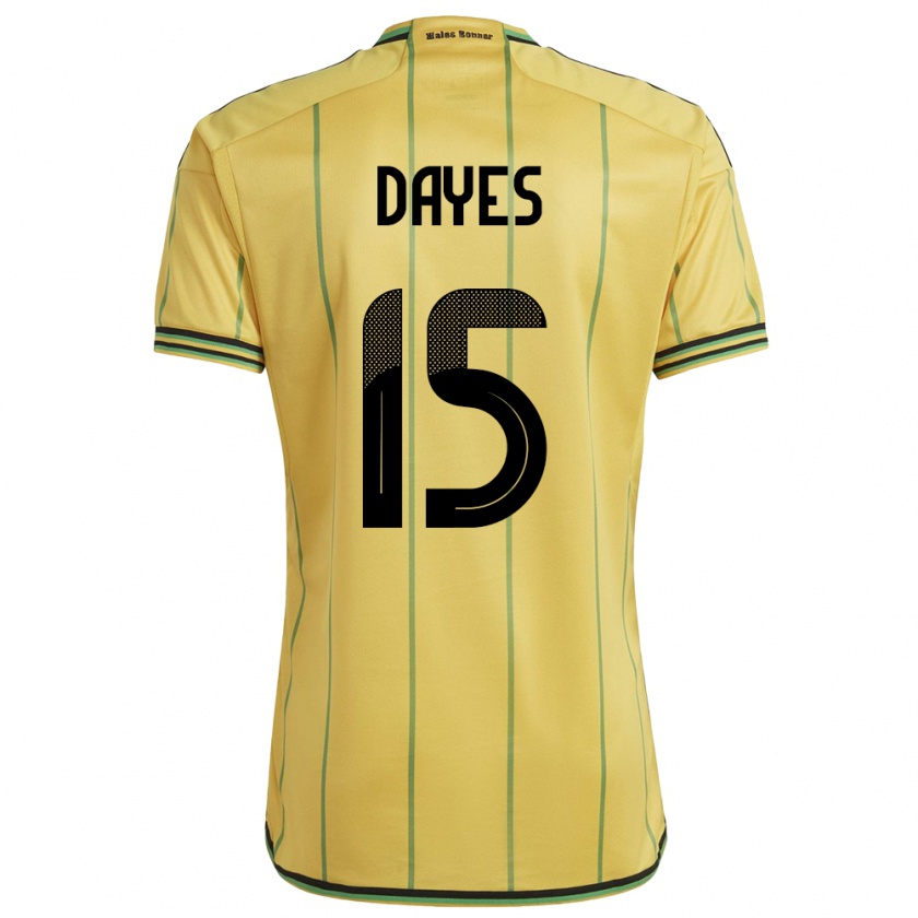 Kandiny Férfi Jamaica Mikayla Dayes #15 Sárga Hazai Jersey 24-26 Mez Póló Ing