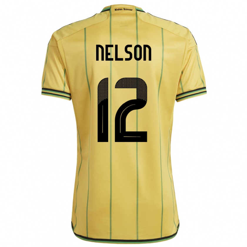 Kandiny Férfi Jamaica Tyiesha Nelson #12 Sárga Hazai Jersey 24-26 Mez Póló Ing