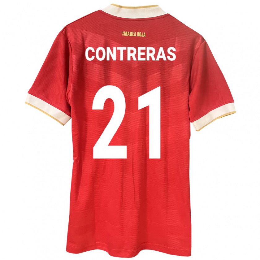 Kandiny Férfi Panama Davis Contreras #21 Piros Hazai Jersey 24-26 Mez Póló Ing