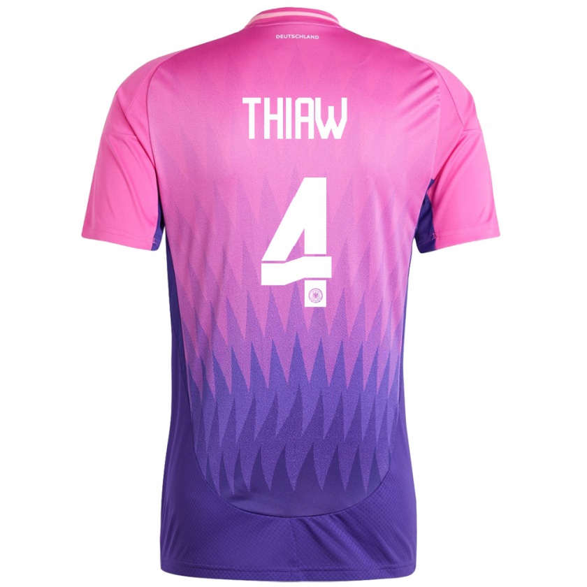 Kandiny Férfi Németország Malick Thiaw #4 Pink Lila Idegenbeli Jersey 24-26 Mez Póló Ing