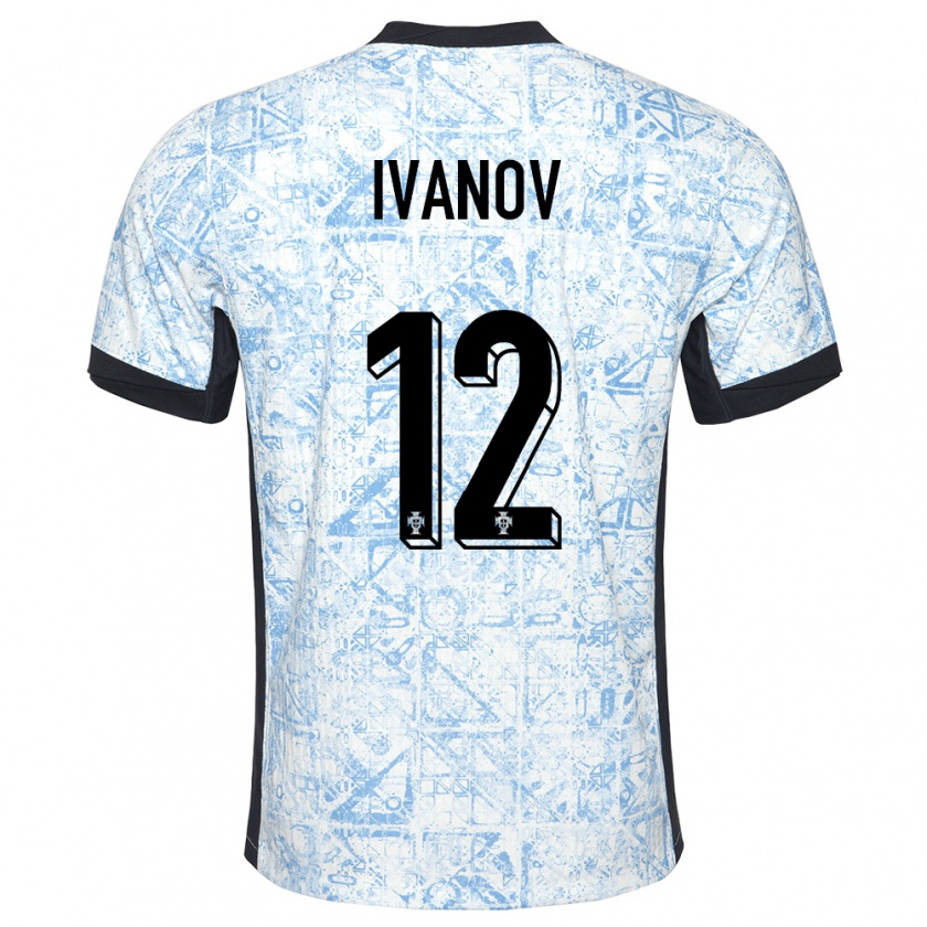 Kandiny Férfi Portugália David Ivanov #12 Krémkék Idegenbeli Jersey 24-26 Mez Póló Ing