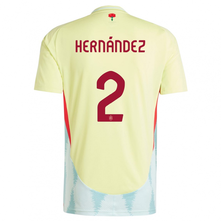 Kandiny Férfi Spanyolország Oihane Hernandez #2 Sárga Idegenbeli Jersey 24-26 Mez Póló Ing