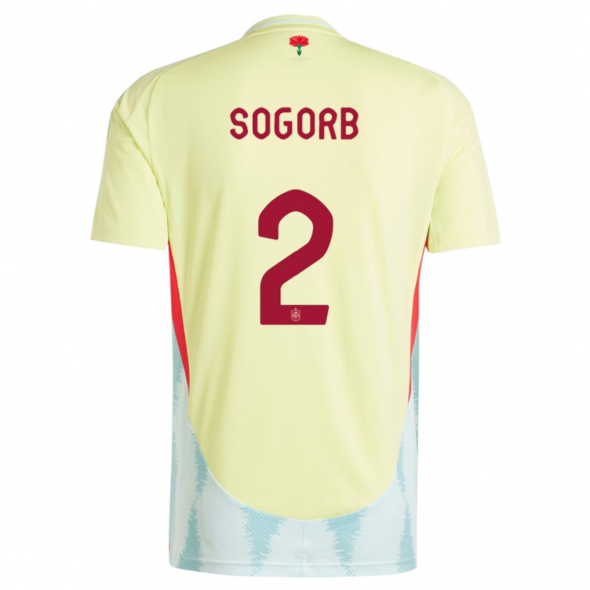 Kandiny Férfi Spanyolország Carles Sogorb #2 Sárga Idegenbeli Jersey 24-26 Mez Póló Ing