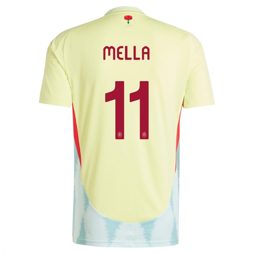 Kandiny Férfi Spanyolország David Mella #11 Sárga Idegenbeli Jersey 24-26 Mez Póló Ing