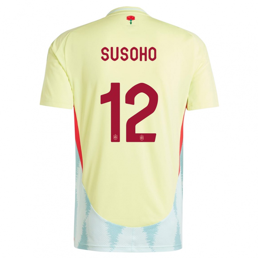 Kandiny Férfi Spanyolország Mahamadou Susoho #12 Sárga Idegenbeli Jersey 24-26 Mez Póló Ing