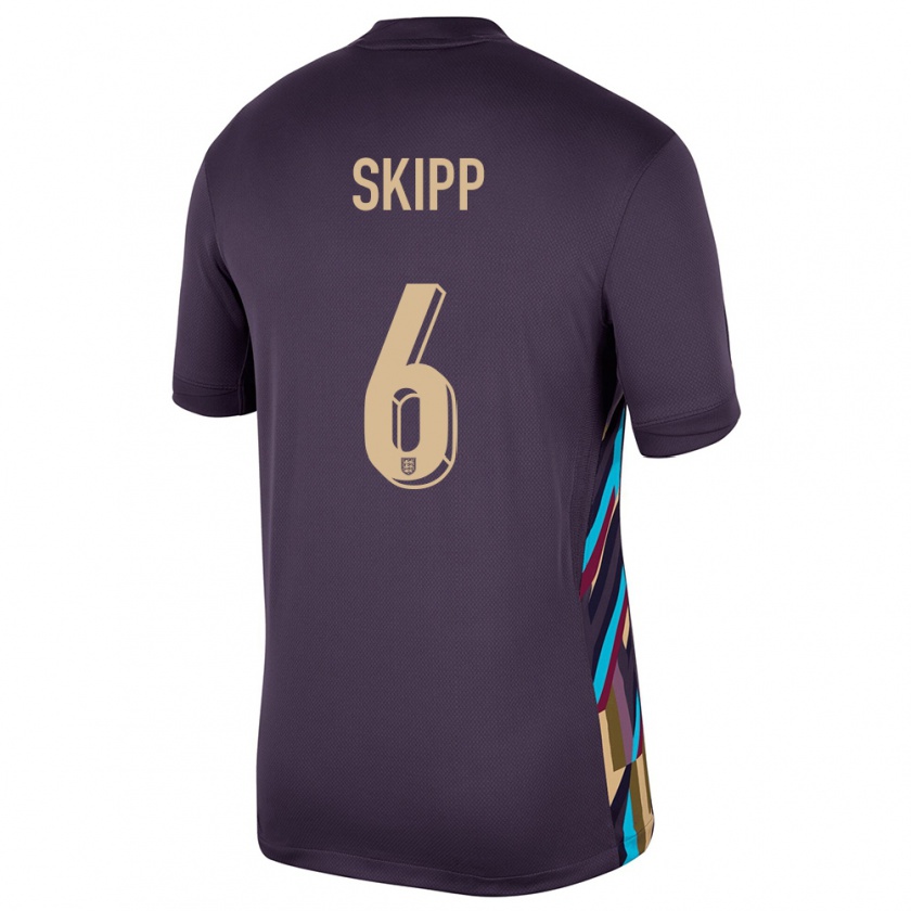 Kandiny Férfi Anglia Oliver Skipp #6 Sötét Mazsola Idegenbeli Jersey 24-26 Mez Póló Ing