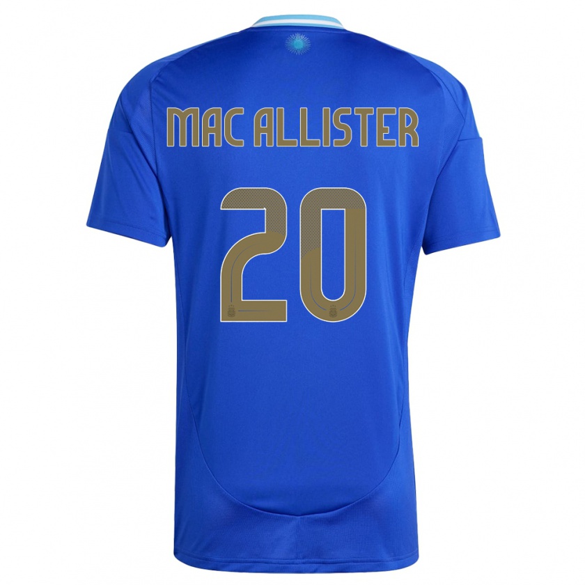 Kandiny Férfi Argentína Alexis Mac Allister #20 Kék Idegenbeli Jersey 24-26 Mez Póló Ing