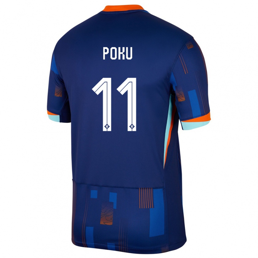 Kandiny Férfi Hollandia Ernest Poku #11 Kék Idegenbeli Jersey 24-26 Mez Póló Ing