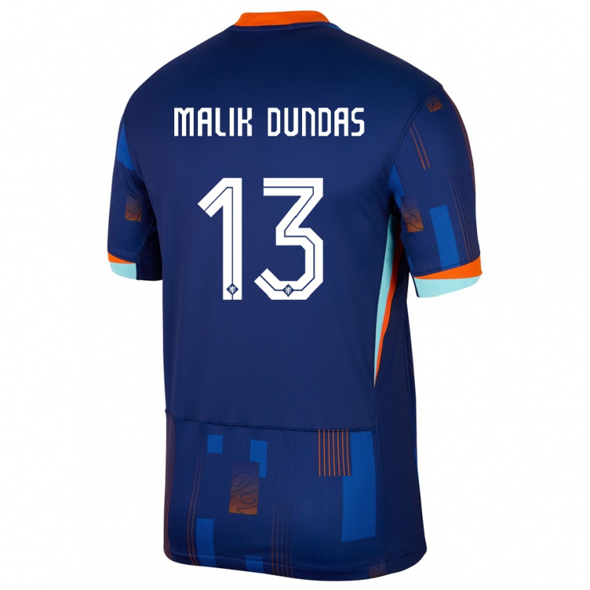 Kandiny Férfi Hollandia Noa Malik Dundas #13 Kék Idegenbeli Jersey 24-26 Mez Póló Ing