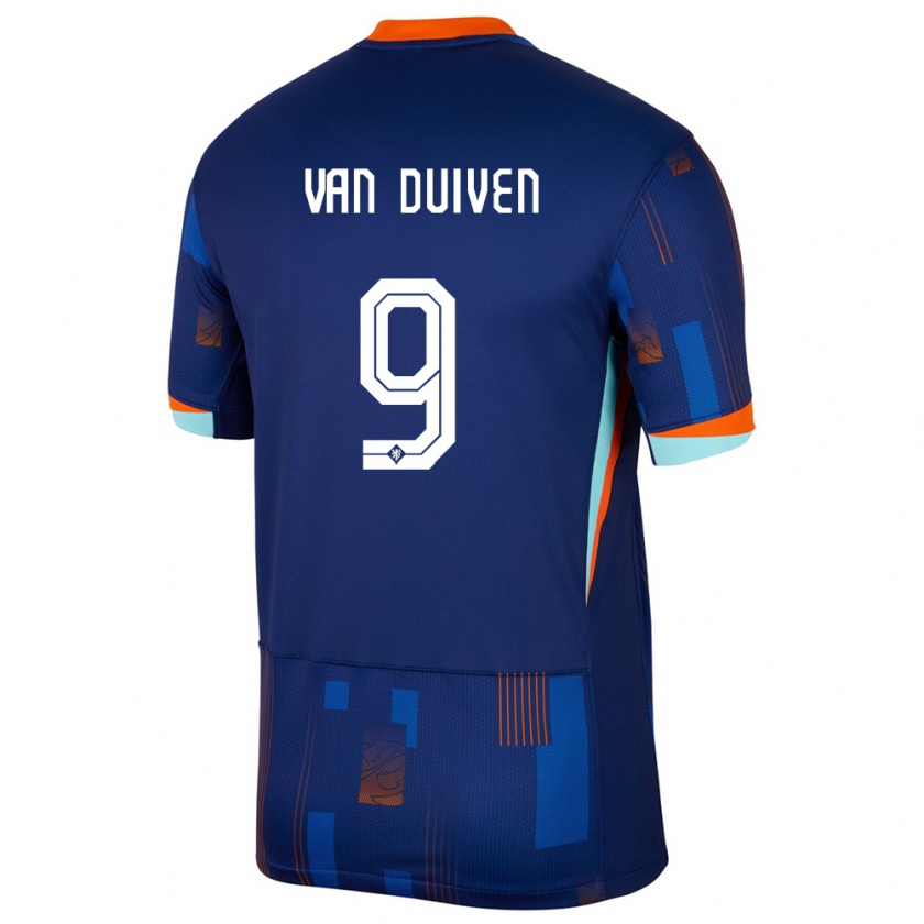 Kandiny Férfi Hollandia Jason Van Duiven #9 Kék Idegenbeli Jersey 24-26 Mez Póló Ing