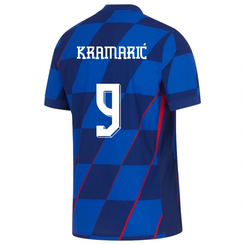 Kandiny Férfi Horvátország Andrej Kramaric #9 Kék Idegenbeli Jersey 24-26 Mez Póló Ing