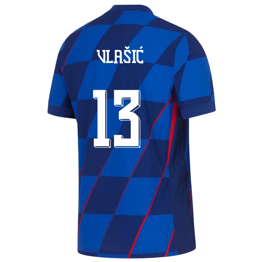 Kandiny Férfi Horvátország Nikola Vlasic #13 Kék Idegenbeli Jersey 24-26 Mez Póló Ing