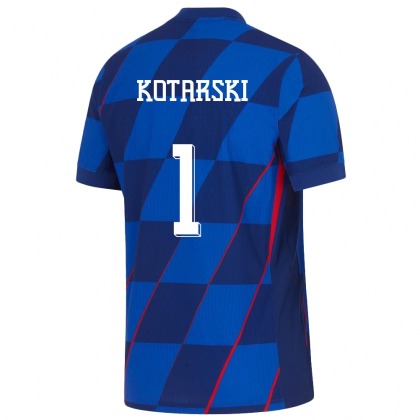 Kandiny Férfi Horvátország Dominik Kotarski #1 Kék Idegenbeli Jersey 24-26 Mez Póló Ing