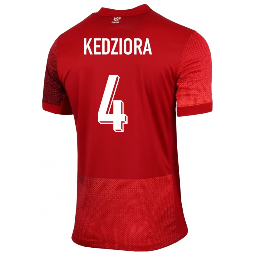 Kandiny Férfi Lengyelország Tomasz Kedziora #4 Piros Idegenbeli Jersey 24-26 Mez Póló Ing