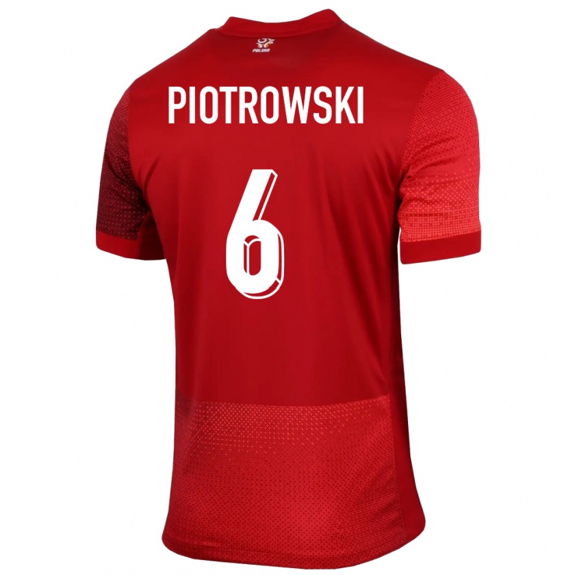 Kandiny Férfi Lengyelország Jakub Piotrowski #6 Piros Idegenbeli Jersey 24-26 Mez Póló Ing