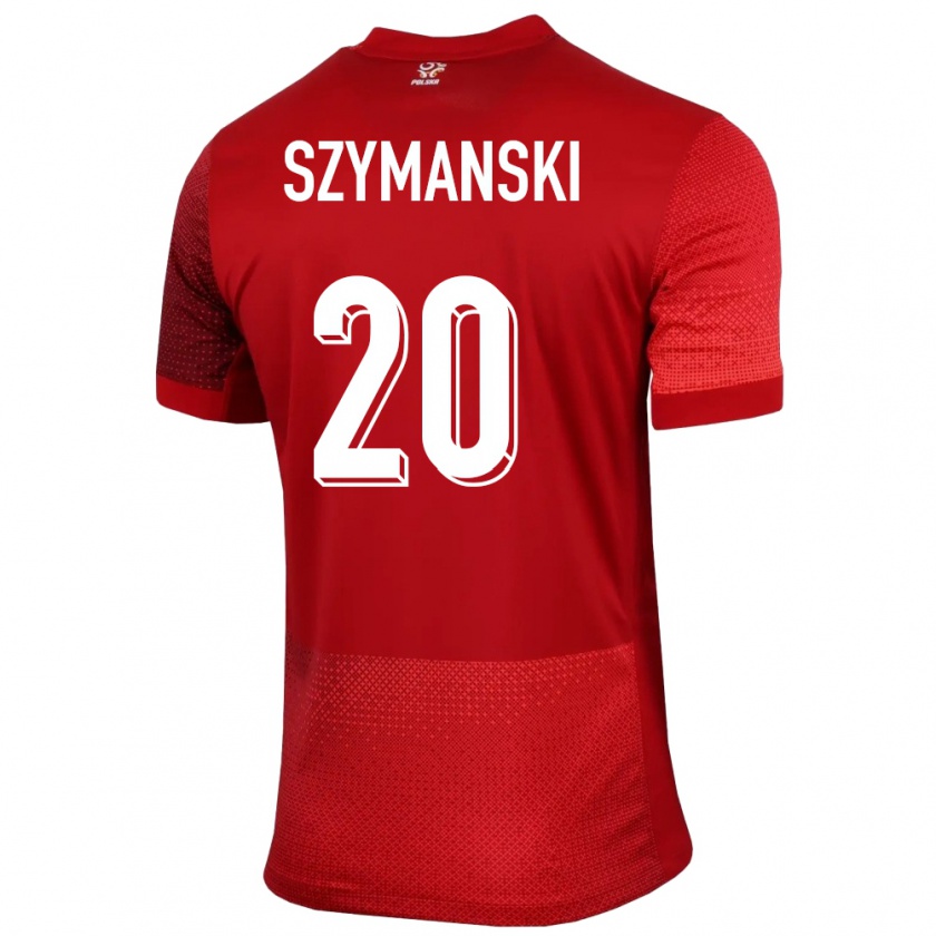 Kandiny Férfi Lengyelország Sebastian Szymanski #20 Piros Idegenbeli Jersey 24-26 Mez Póló Ing