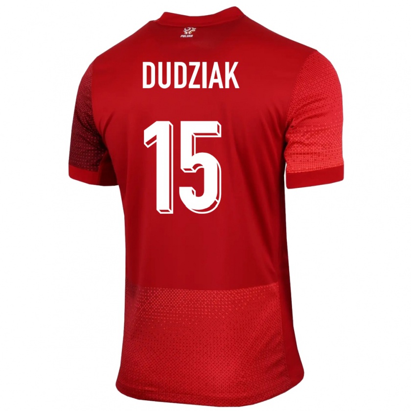 Kandiny Férfi Lengyelország Aleksandra Dudziak #15 Piros Idegenbeli Jersey 24-26 Mez Póló Ing