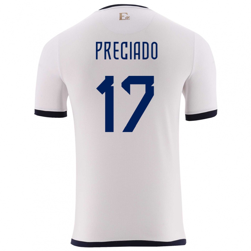 Kandiny Férfi Ecuador Angelo Preciado #17 Fehér Idegenbeli Jersey 24-26 Mez Póló Ing