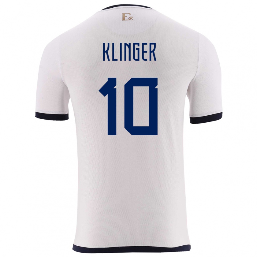 Kandiny Férfi Ecuador Jose Klinger #10 Fehér Idegenbeli Jersey 24-26 Mez Póló Ing